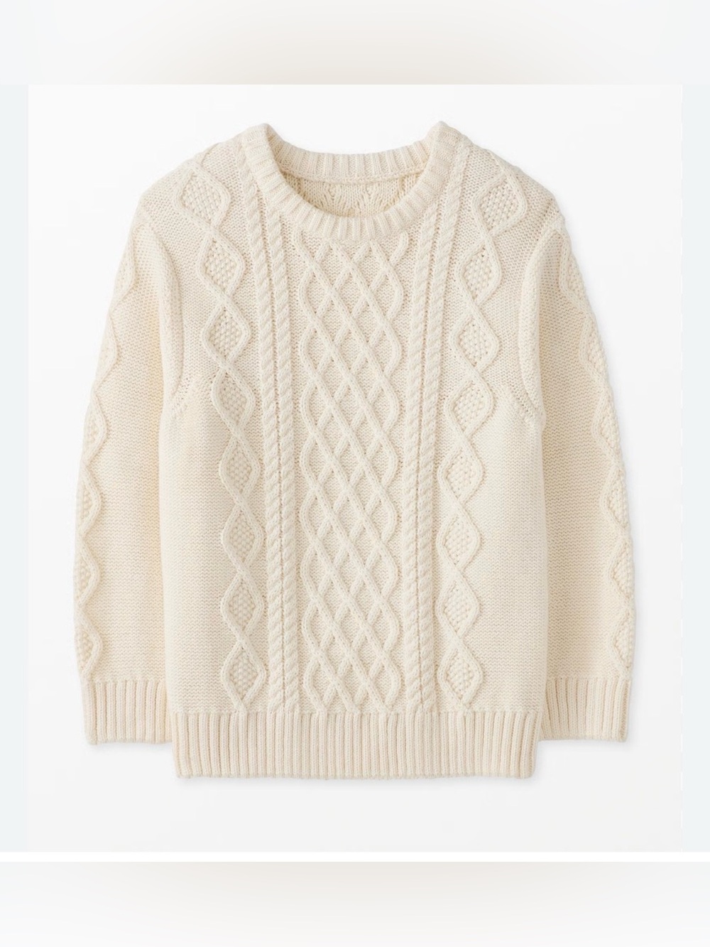 Vintage Irish Fisherman Cable Knit Sweater Cream Wool Blend XL
